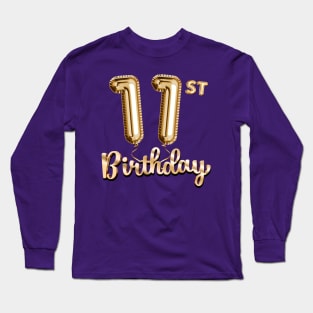 11th Birthday Gifts - Party Balloons Gold Long Sleeve T-Shirt